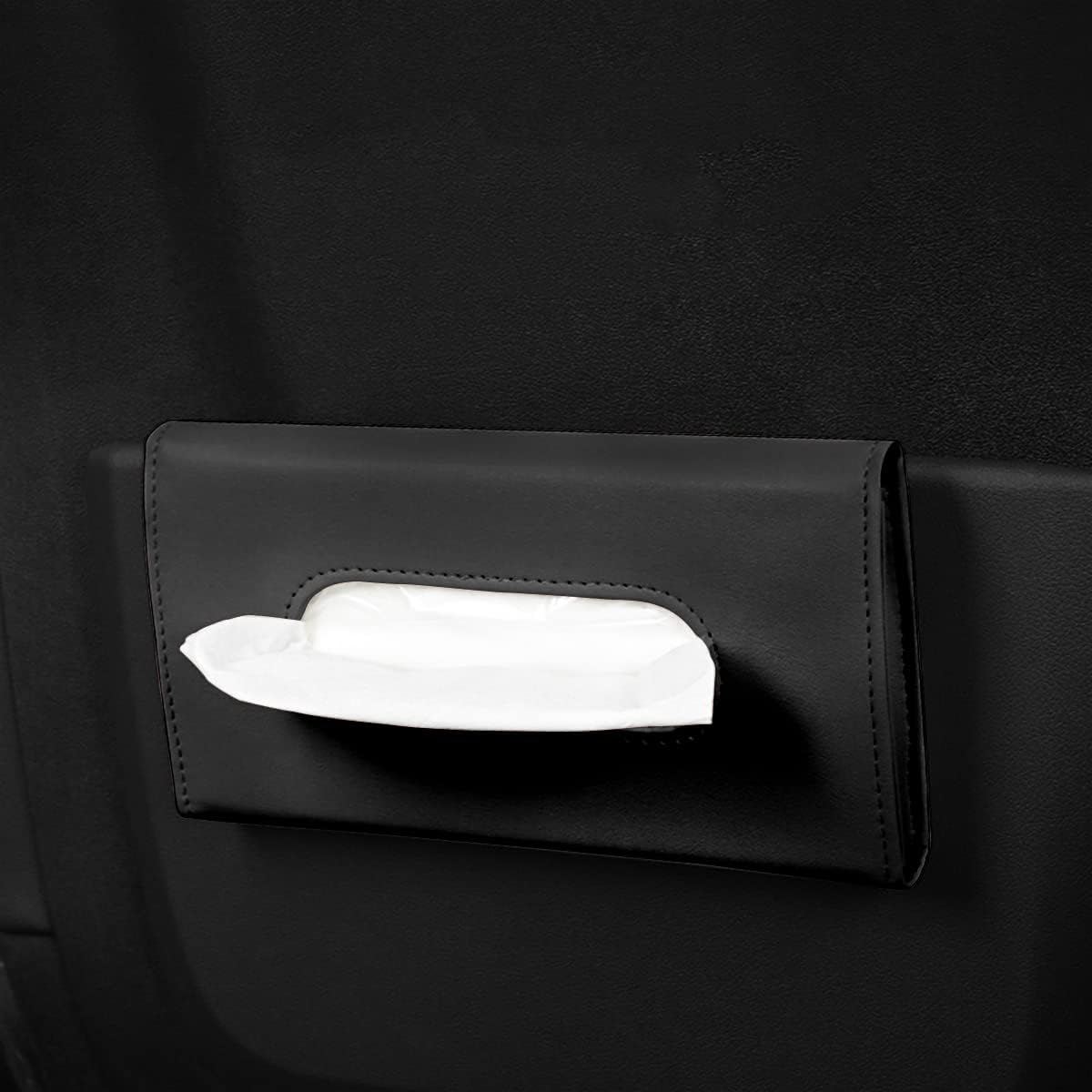 XINLIYA Soporte para pañuelos de automóvil, servilletero para visera solar, funda de toalla de papel colgante, caja de pañuelos de piel sintética,