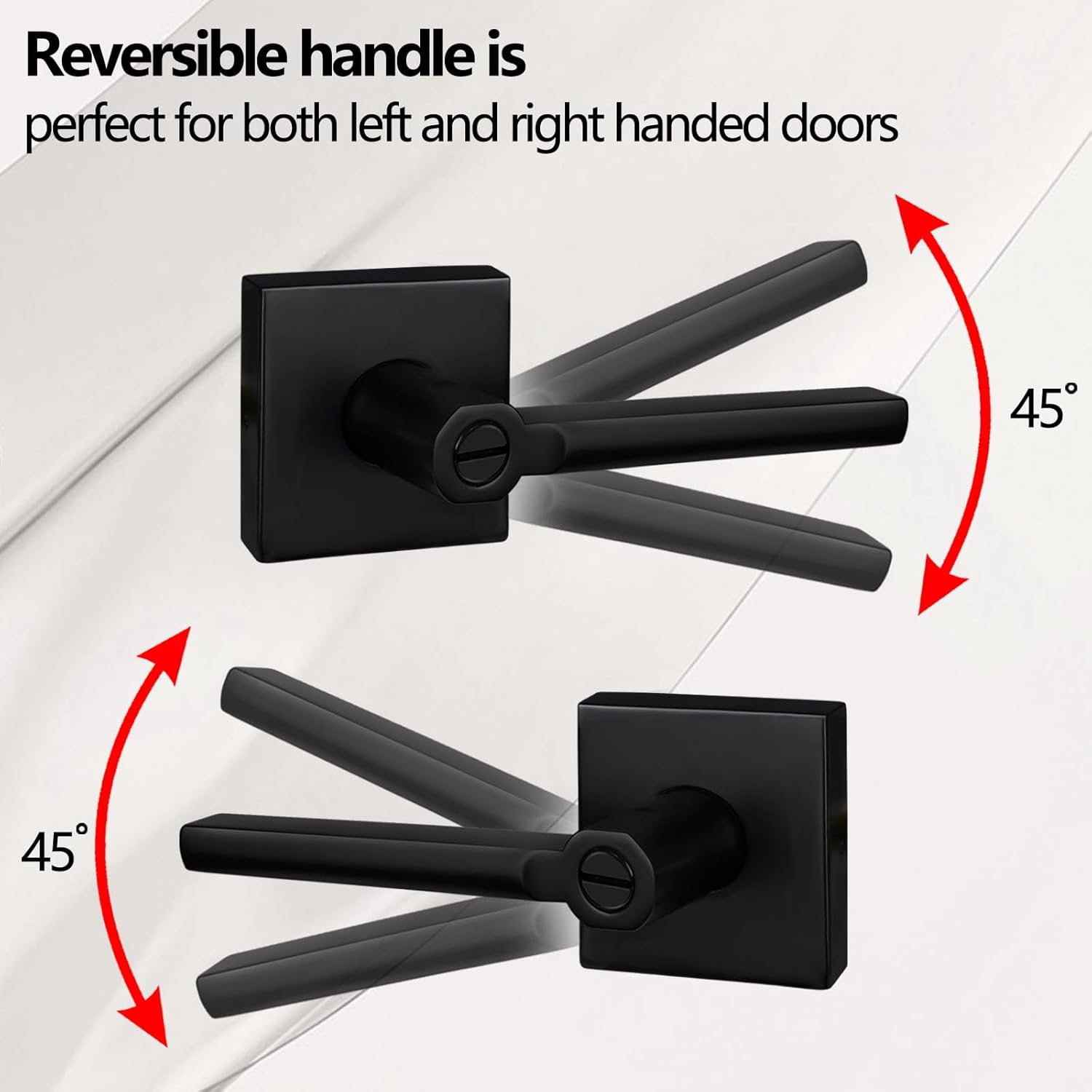 NEWBANG HD1601-DB-BK-6P – Paquete de 6 manijas para puerta de baño y baño para privacidad, manija de cerradura de puerta interior y baño en negro