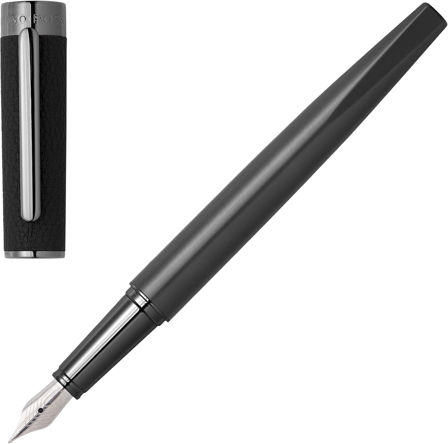 Hugo Boss Pluma estilográfica Corium  Instrumento de escritura para hombres y mujeres  Elegante caja de regalo (negro)