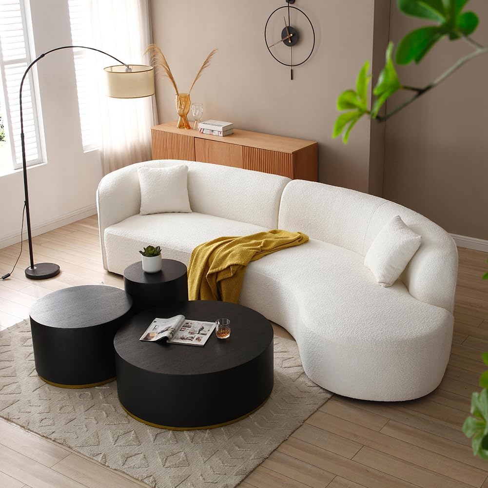 BSYEIO Mesa auxiliar moderna, mesa auxiliar redonda, pequeña mesa auxiliar de cama y mesita de noche con borde dorado para sala de estar y