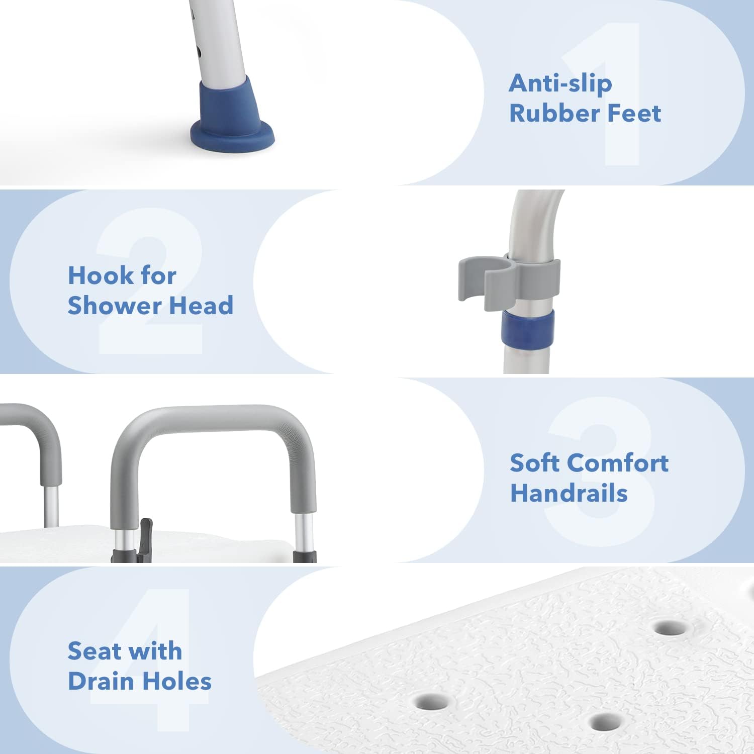 GreenChief Silla de ducha giratoria para ducha interior, silla de baño para discapacitados con brazos caídos y respaldo, asiento de ducha giratorio