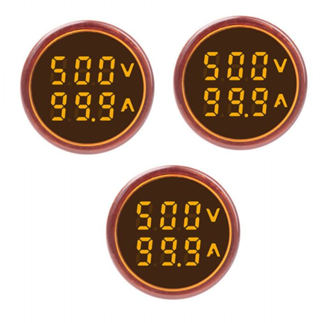 Indicador de corriente y voltaje de CA de 3 piezas con pantalla de dos dígitos, monitor de instrumentos de medición multifunción LED de cabeza