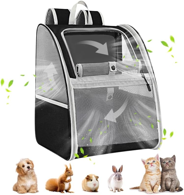 Pawaboo Mochila transportadora grande para gatos, mochila transportadora para perros pequeños y medianos, totalmente ventilada, marco de acero