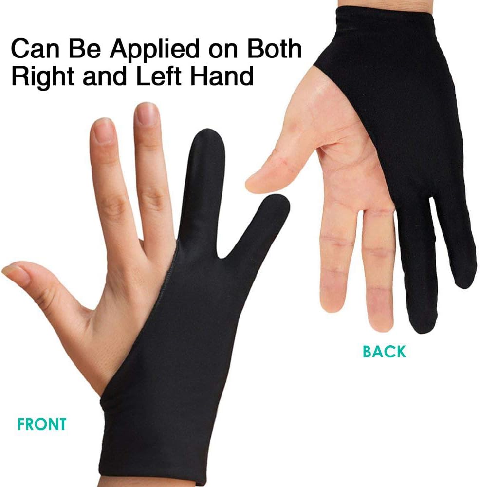 6 guantes de artista para tableta de dibujo (S M L), guantes de dibujo para tableta de dos dedos, guantes de artista digital para gráficos,