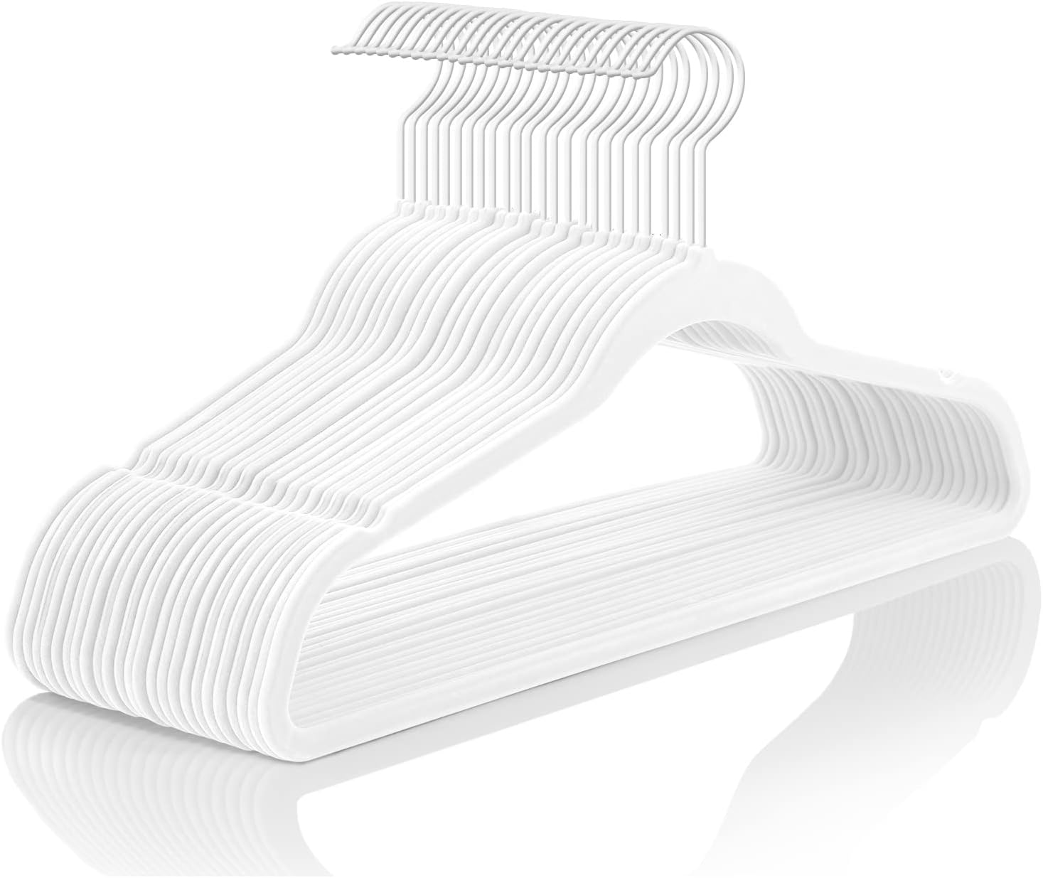 MIZGI – Ganchos de terciopelo, paquete de 30 unidades, ganchos de fieltro antideslizantes de alta resistencia para trajes, color blanco, ganchos con