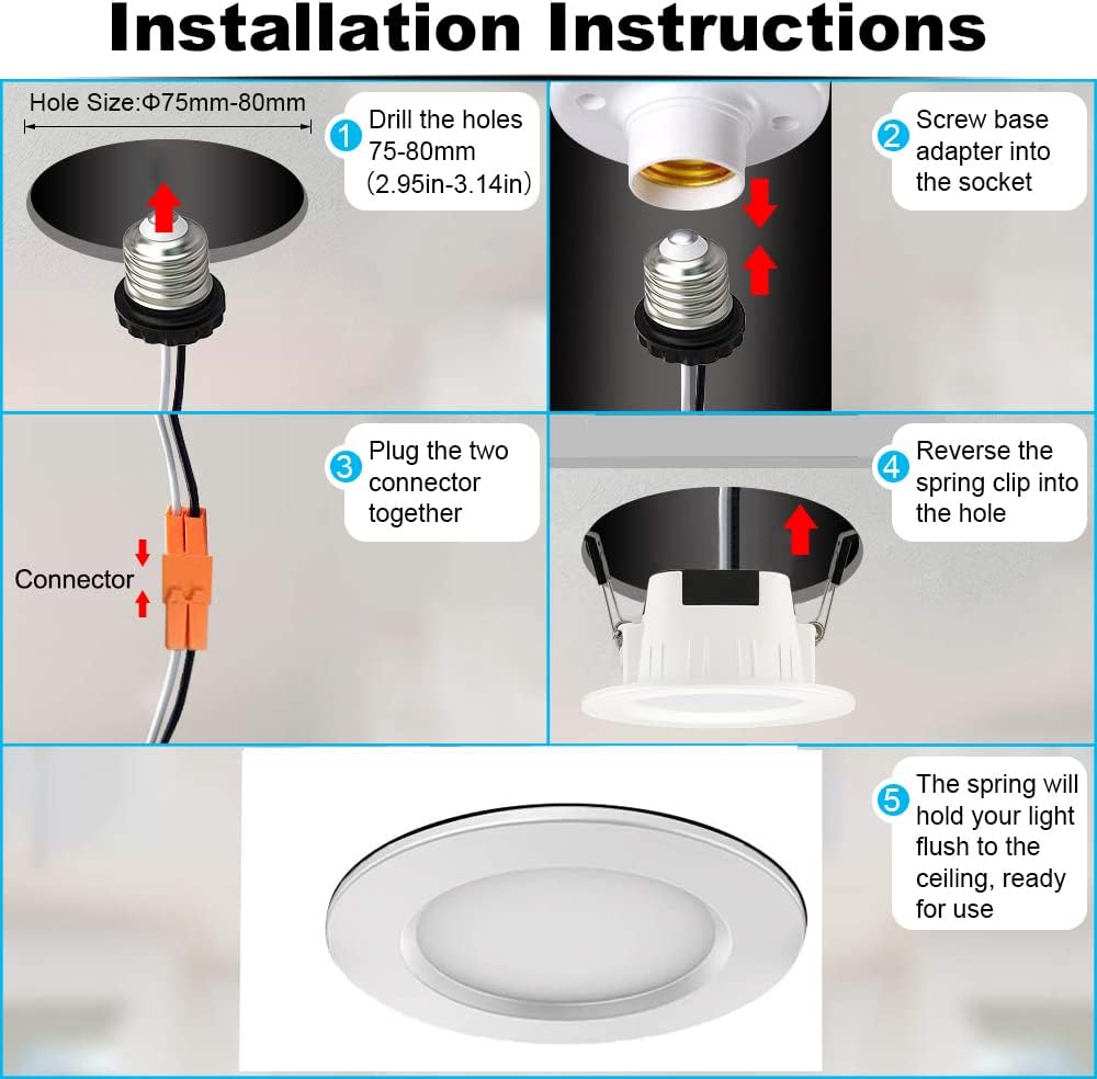 Sumaote – Kit de luces descendentes LED de 5W, inalámbricas, con control por Bluetooth, empotrables, RGBWC, 5 en 1, para iluminación de techo,
