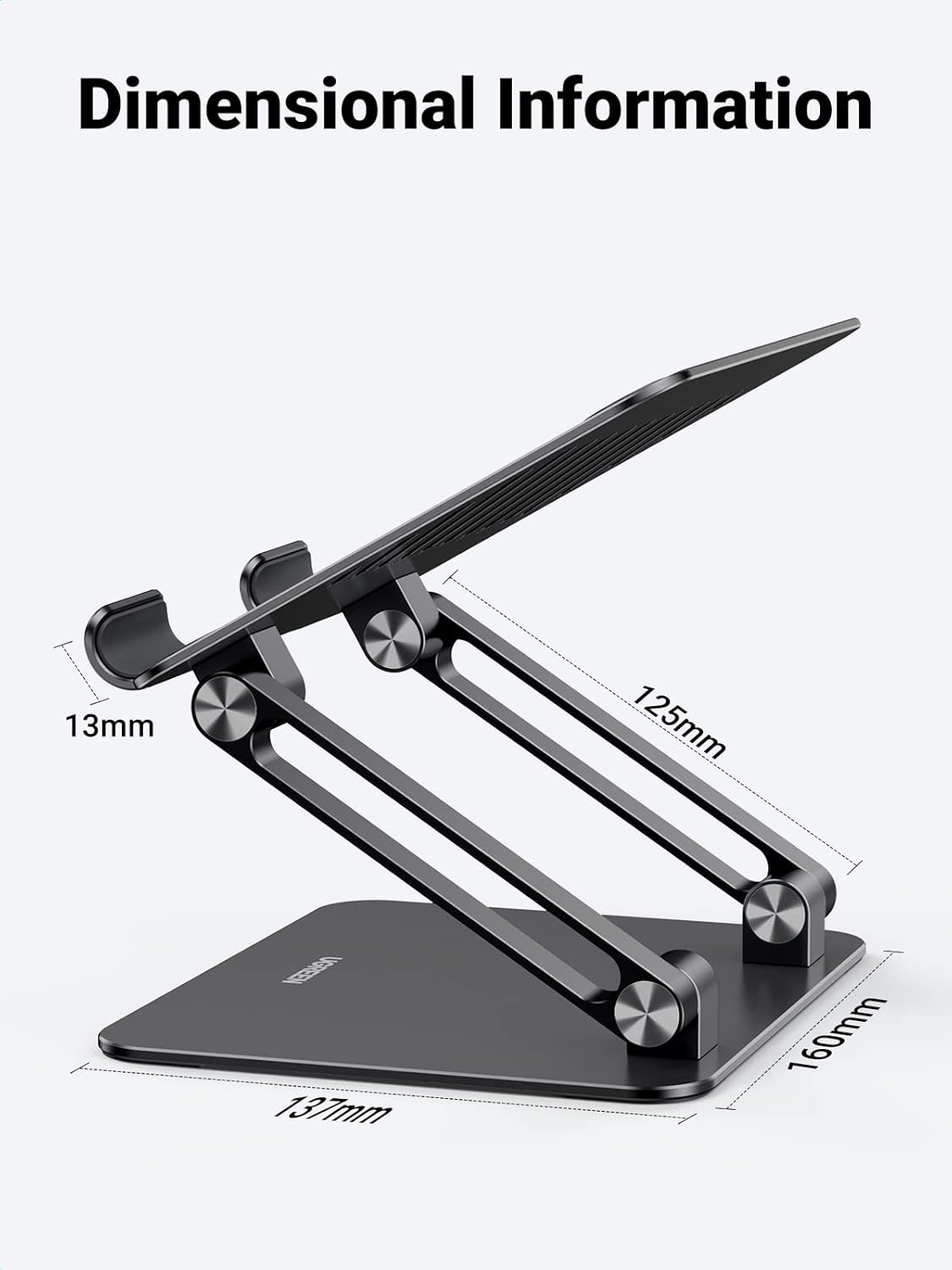 UGREEN Soporte para tablet para escritorio, soporte de doble varilla de aluminio, soporte para tableta, base ajustable, elevador multiángulo,