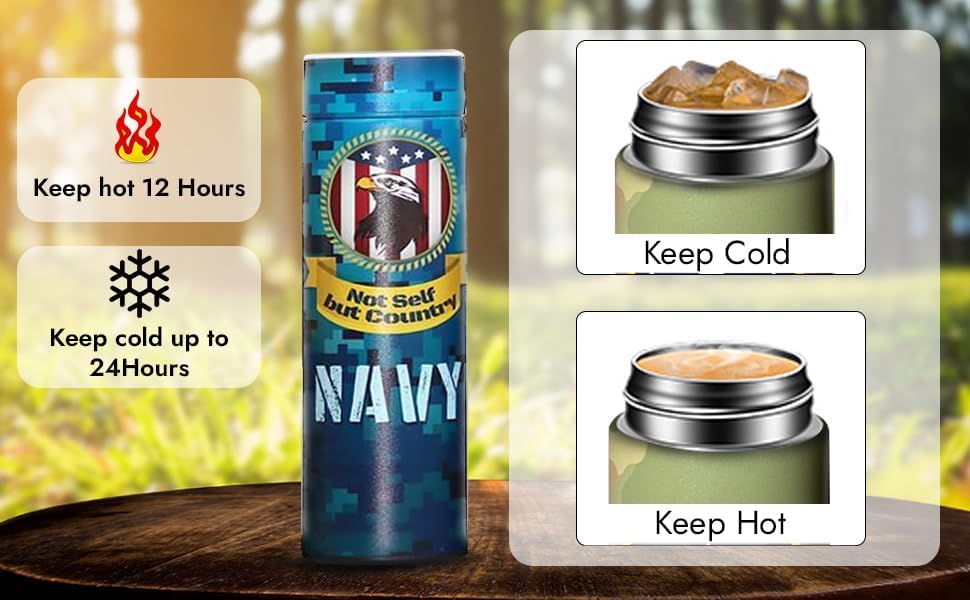 BRAVO ZULU – Botella de agua de acero inoxidable con pantalla LED de temperatura, botella de agua térmica para mantener el agua caliente y fría