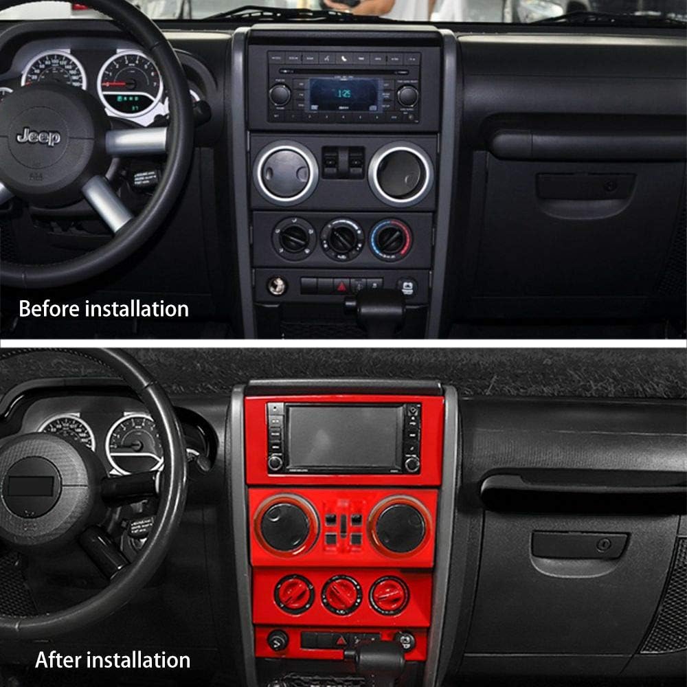 RT-TCZ para Wrangler JK Dashboard Trim Panel Decoración para Jeep Wrangler JK JKU 2007-2010 Accesorios interiores rojos 4 unids