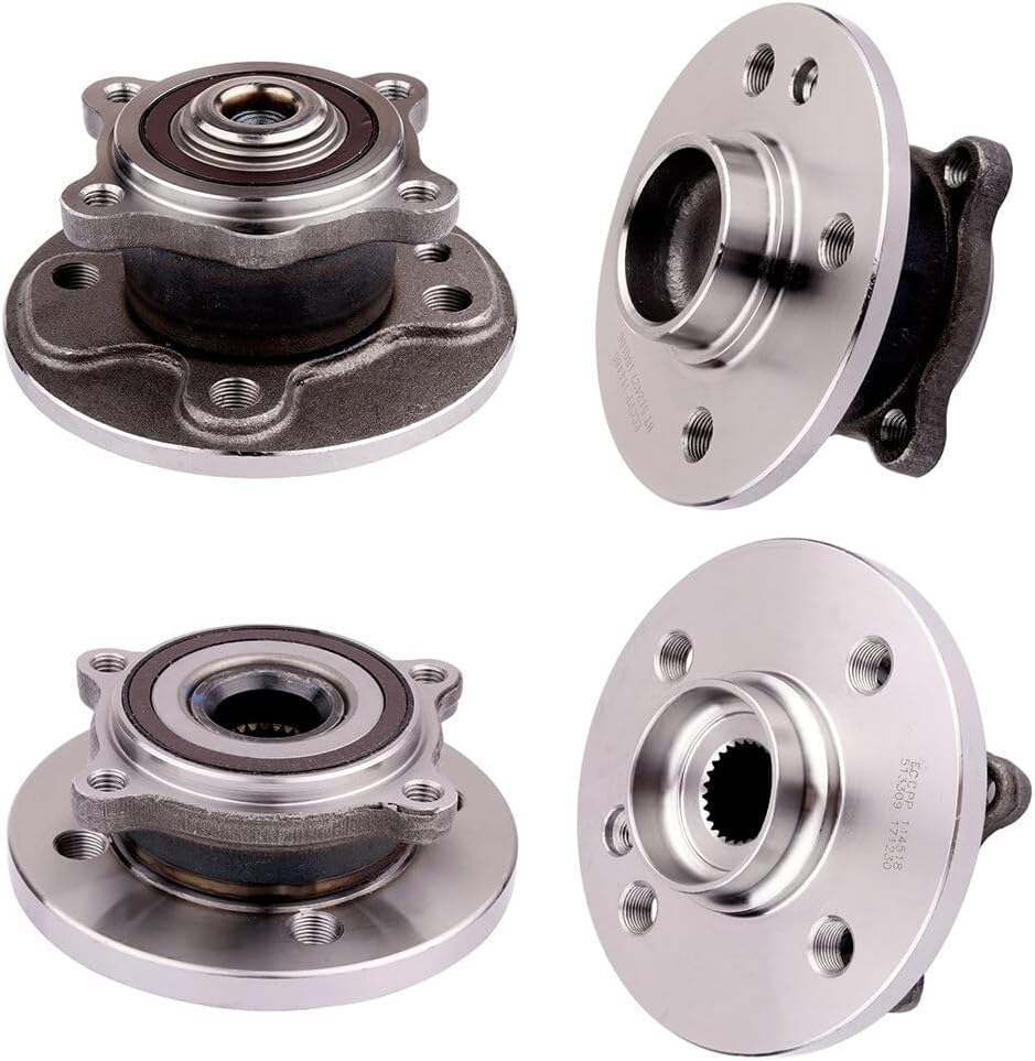 SCITOO 4 unidades de cojinete de rueda delantera y trasera 512427 513309 apto para Mini Cooper 2006-2015 sin ABS 4 lengüetas