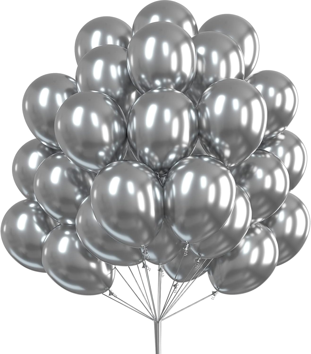 50 globos azules de 12 pulgadas y 50 globos plateados de 12 pulgadas