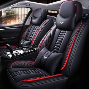Juego completo de fundas de asiento de automóvil de ajuste universal para KIA Rio5 2006-2012, juegos de interiores de automóvil de piel sintética Juego completo de fundas de asiento de automóvil de ajuste universal para KIA Rio5 2006-2012, juegos de interiores de automóvil de piel sintética