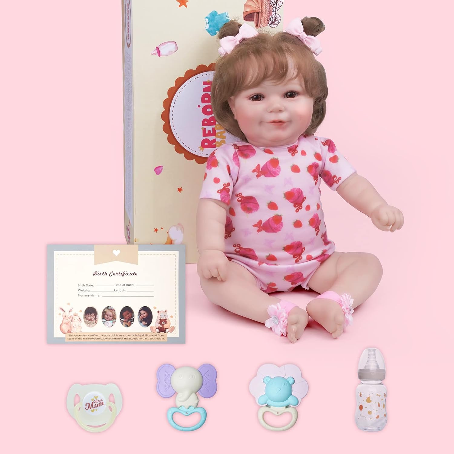 JIZHI Imagen del producto Muñecas de bebé Reborn realistas – 2pcs Real Baby Feeling Realistic-Recién Nacido Muñecas Adorables Sonrientes de la Vida