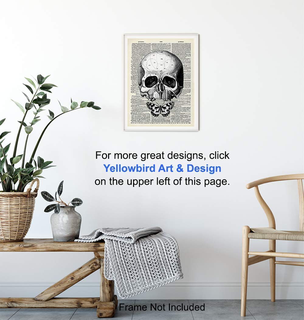 Gothic Skull Wall Art – Skull Wall Decor – Goth Wall Art Room Decor – Goth Butterfly – Gothic Living Room Decor – Gothic Home Decor – Gothic Wall