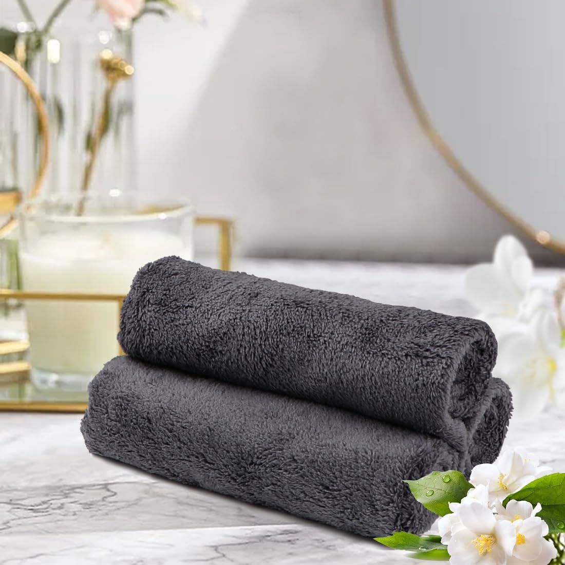 Orighty Paquete de 12 paños de microfibra ultrasuaves de 12 x 12 pulgadas, absorbentes y de secado rápido, paños de lavado multiusos para baño,