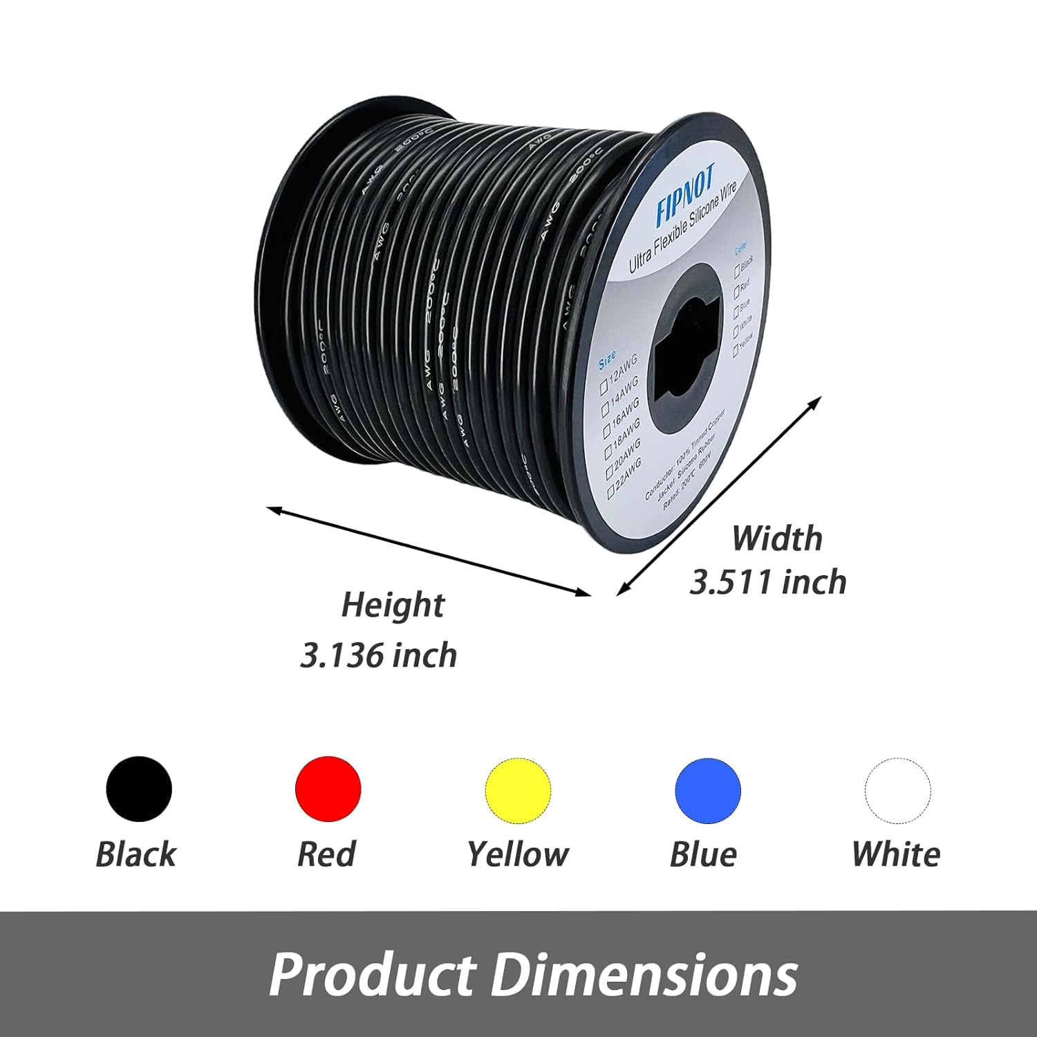 Cable de silicona calibre 14 AWG  Bobina negra de 100 pies, alambre de cobre estañado trenzado de 14 AWG extra flexible de 392.0 F 600 V