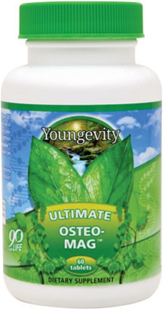 Youngevity Ultimate Osteo-Mag – Magnesio 200 + Vitaminas B6, B12, Folato – Cofactores esenciales para la salud ósea y articular, apoyo al estrés,