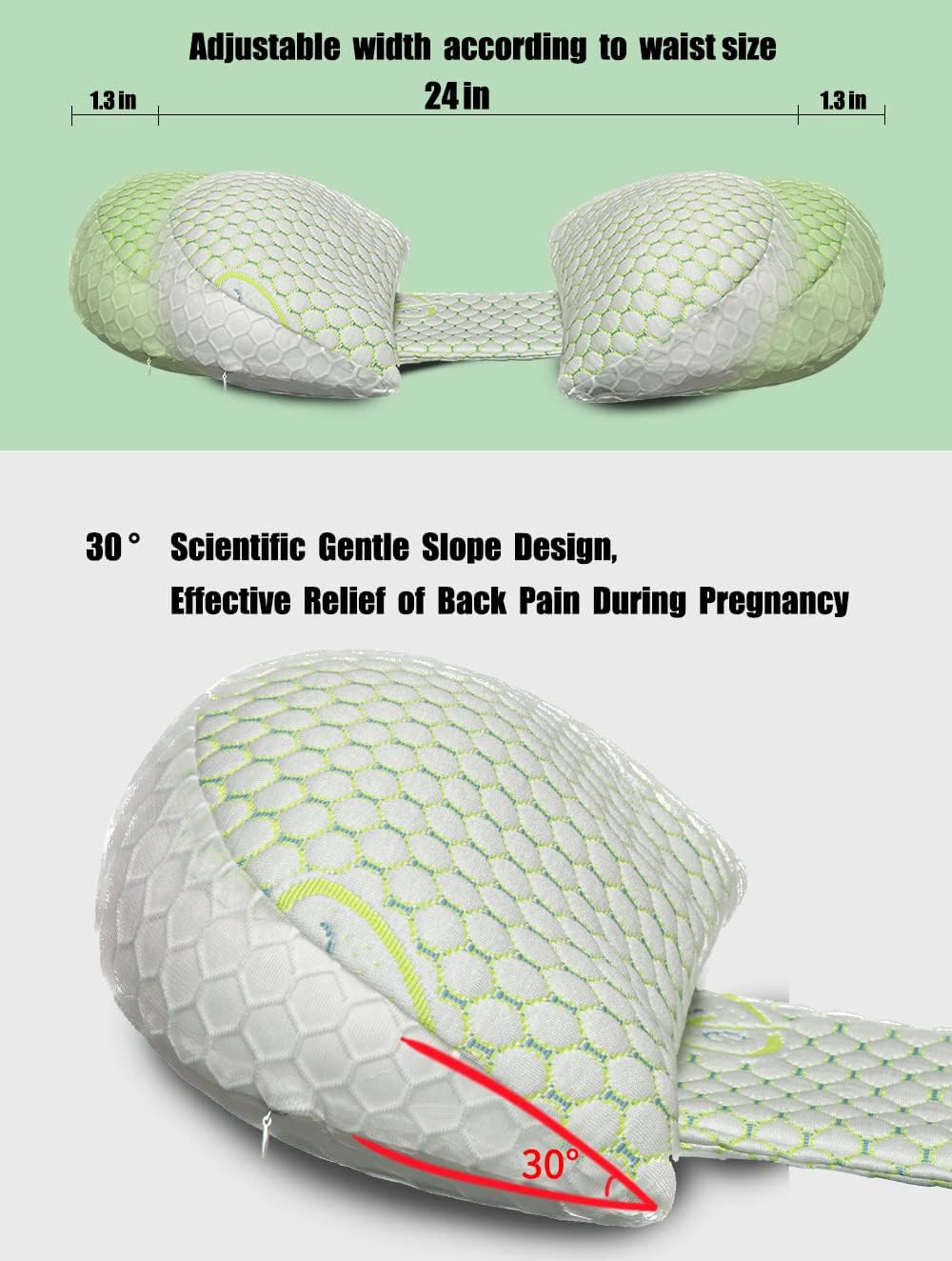 misszhi Almohadas de embarazo para dormir, almohada de maternidad con funda de almohada desmontable y ajustable, soporte para espalda, piernas,