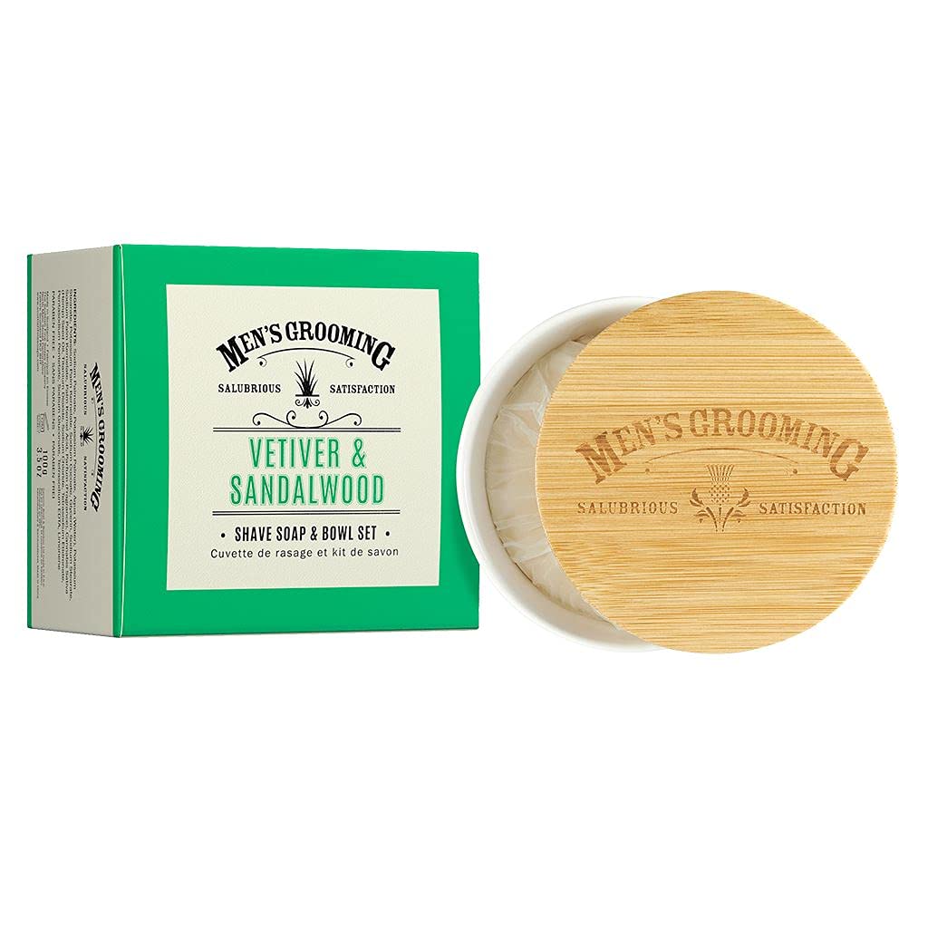 Jabones finos escoceses Vetiver y sándalo Set de jabón y cuenco de afeitar 3.53 oz