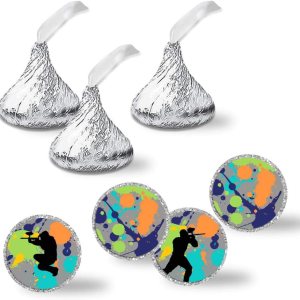 AmandaCreation – Etiquetas adhesivas para fiestas de cumpleaños con temática de paintball, 300 adhesivos circulares de fiesta de 0.75 pulgadas para AmandaCreation – Etiquetas adhesivas para fiestas de cumpleaños con temática de paintball, 300 adhesivos circulares de fiesta de 0.75 pulgadas para