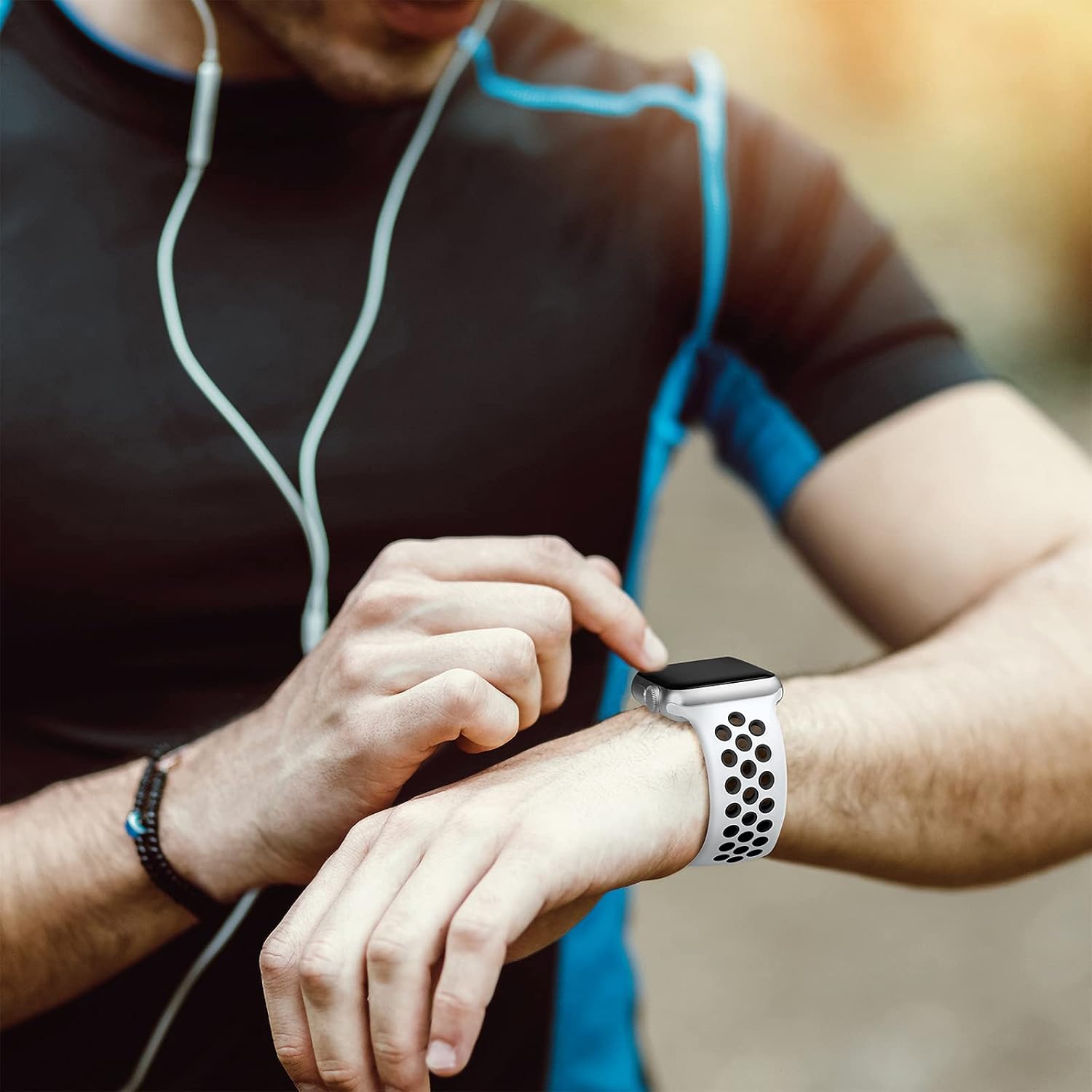 Lerobo – Correa deportiva compatible con Apple Watch 38, 40, 41, 42, 44 y 45 mm para hombre y mujer, silicona suave y transpirable, repuesto
