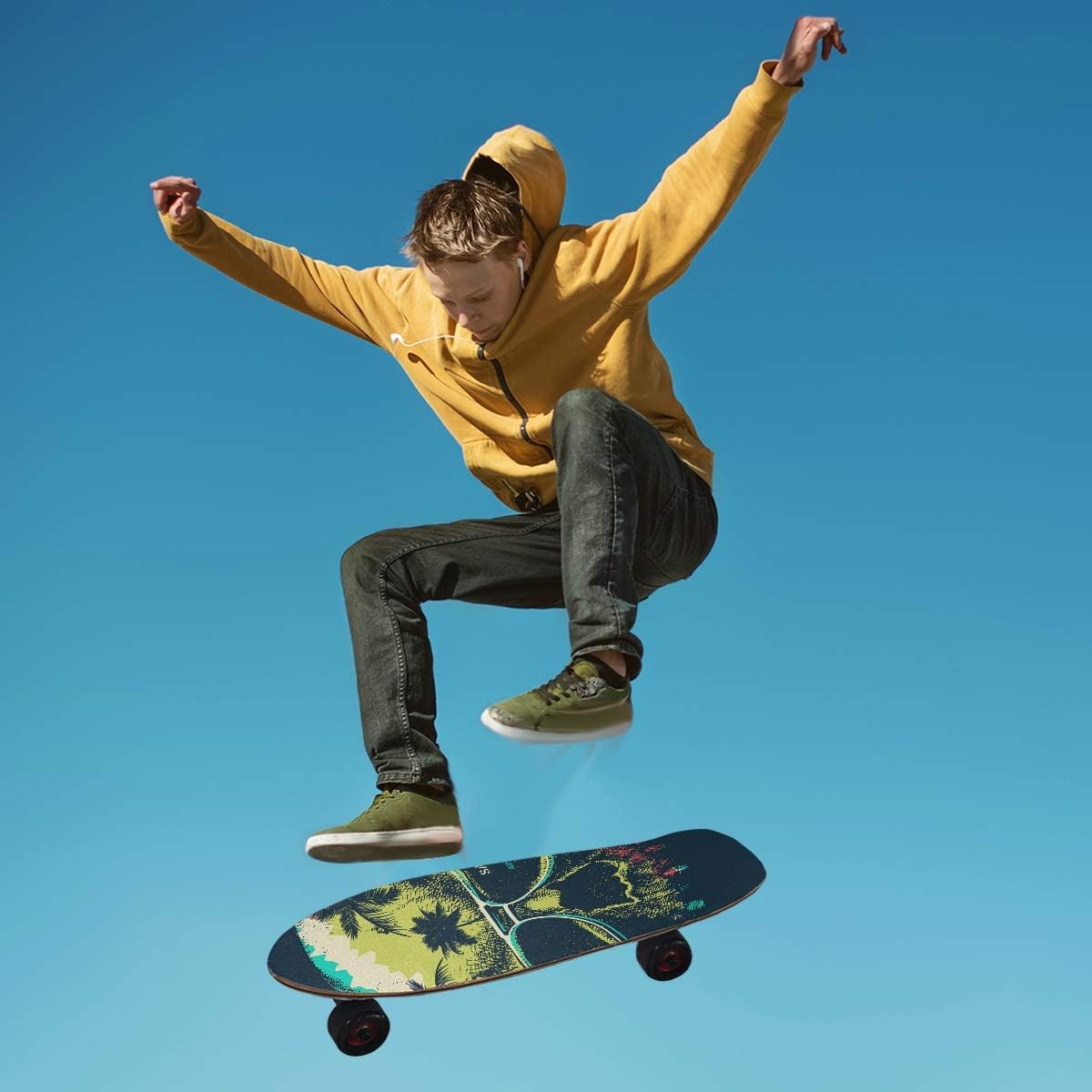 Cinta de agarre para patineta, diseño de palmeras y calaveras aterradoras, cinta de agarre impermeable, cinta adhesiva de papel de lija para