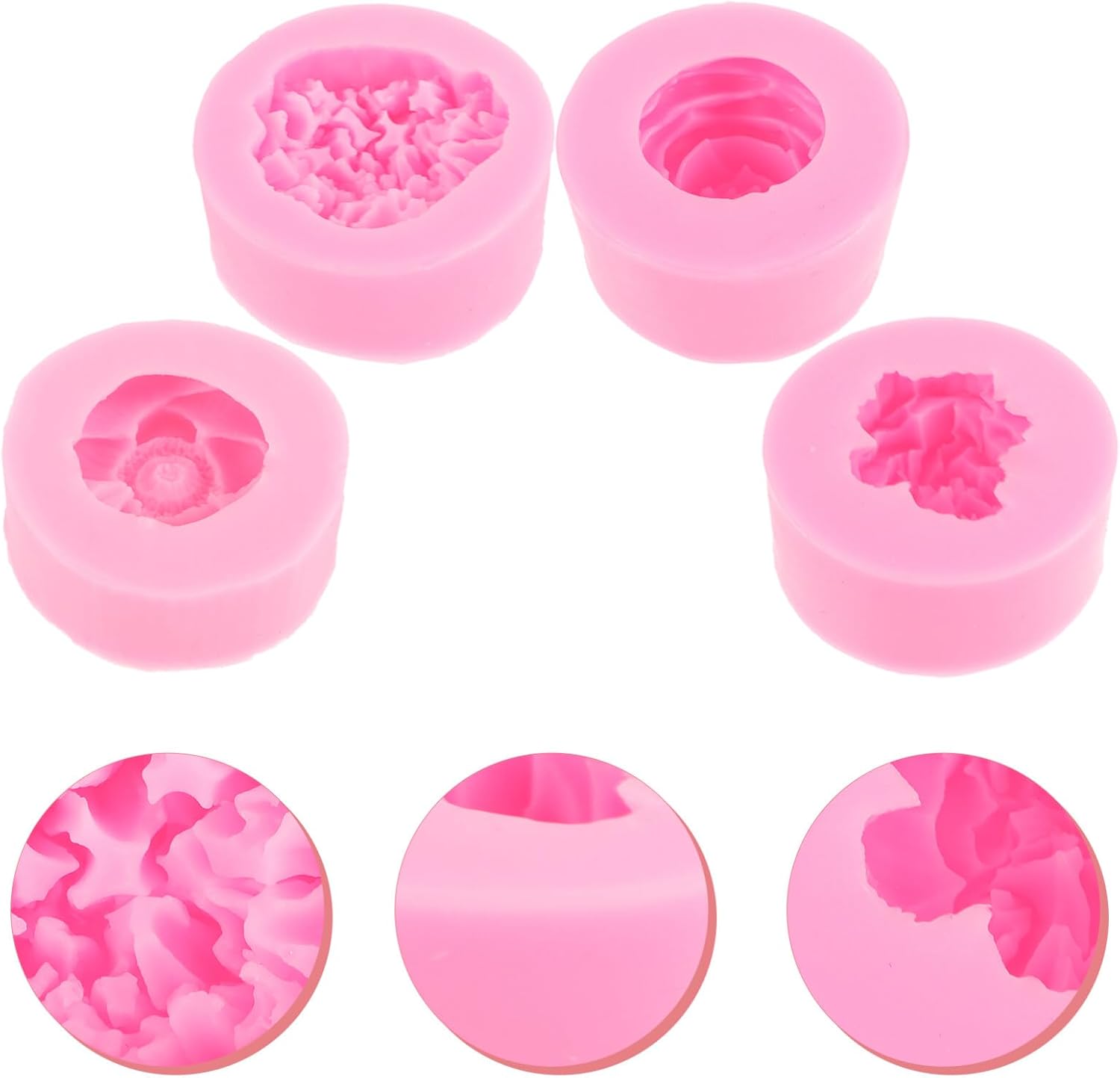 Didiseaon Molde de silicona para flores, 4 piezas de moldes de flores de silicona 3D, juego de moldes para hacer velas de chocolate con caramelo