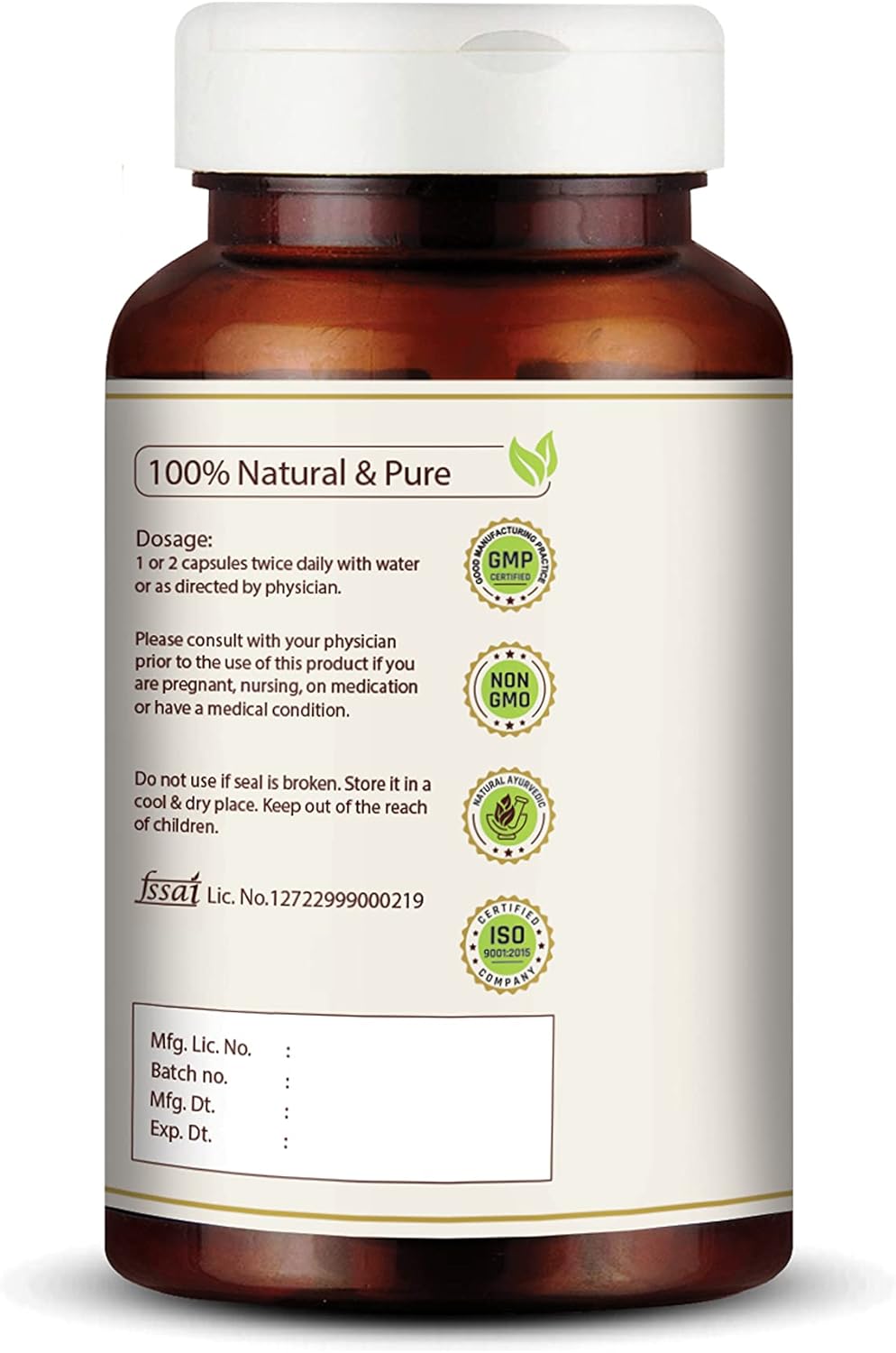 Brahmi (Bacopa Monnieri) Extracto puro 450 mg cápsulas vegetales (60 cápsulas) (paquete de 1)