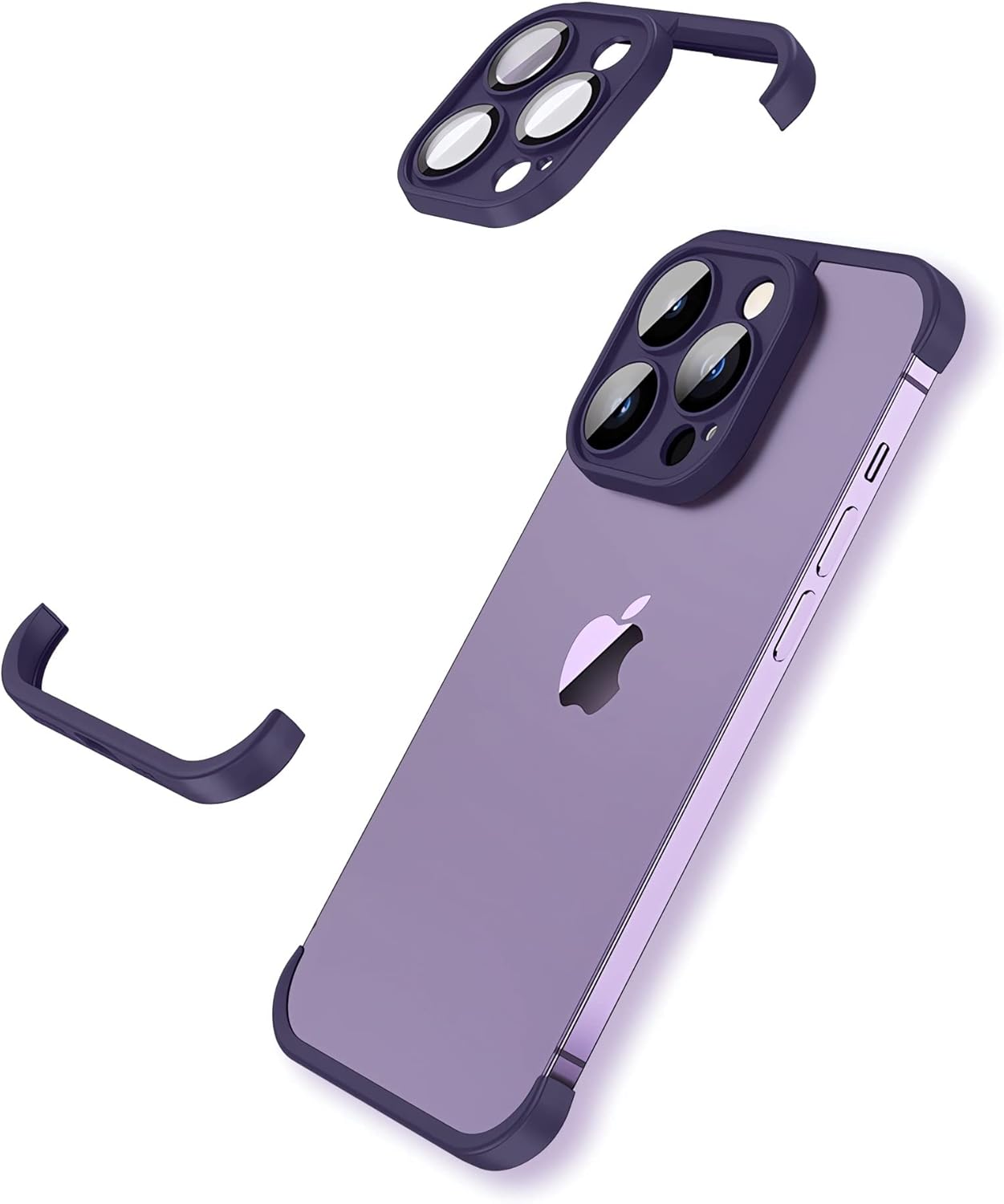 LEKEVO Funda sin marco para iPhone 15 Pro Max con protector de lente de cámara, funda delgada de TPU suave a prueba de golpes, carcasa minimalista
