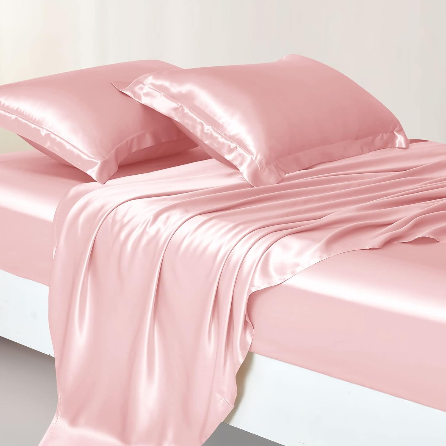 THXSILK Juego de sábanas de seda de 22 Momme, 4 piezas, sábanas de seda 7A+, juegos de ropa de cama de lujo, ultra suaves, duraderas, 100% seda de
