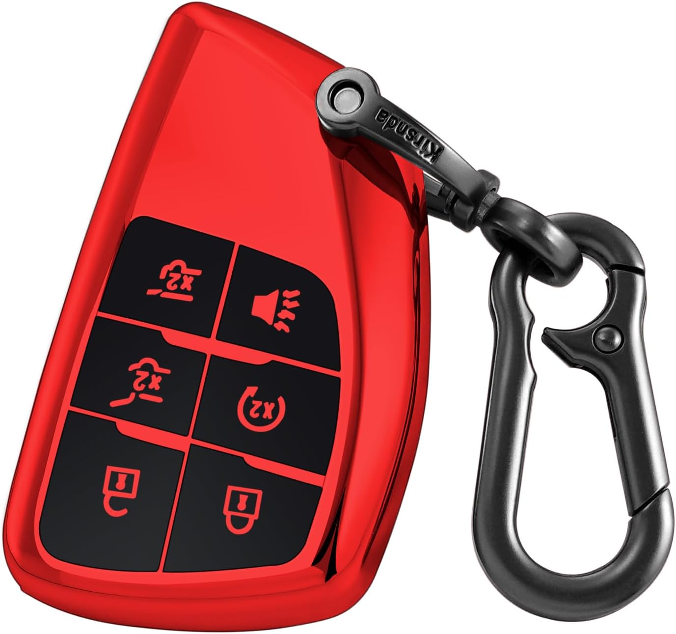 Kirsnda Funda para llavero Chevrolet con llavero, funda de TPU suave, 6 botones para llave de automóvil Suburban Corvette Tahoe 2021 2022 (rojo)