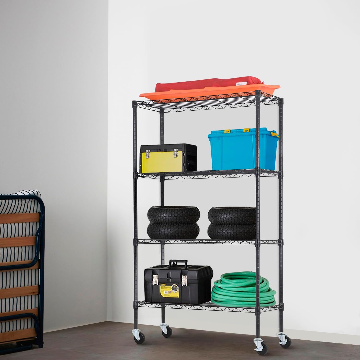 PayLessHere Estantería ajustable de 4 niveles, estante de almacenamiento resistente, organizador de alambre (capacidad de carga de 350 libras por