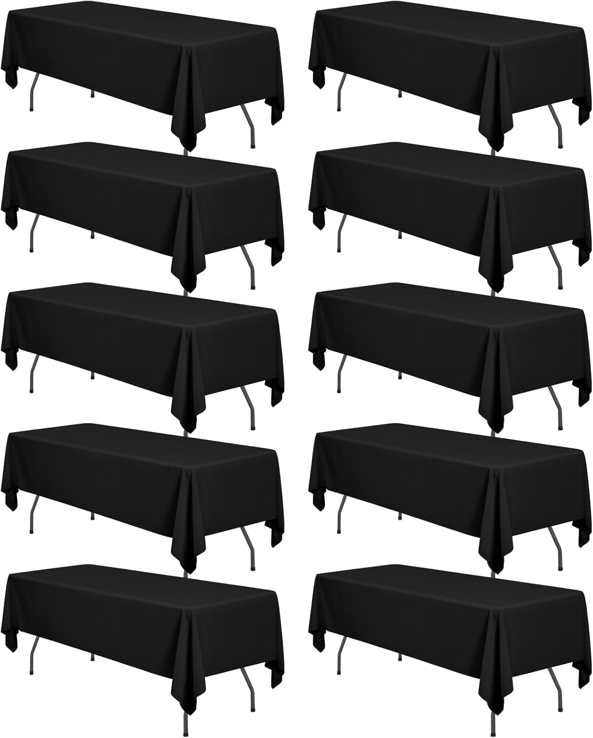 FXKS Paquete de 10 manteles rectangulares de poliéster de 60 x 126 pulgadas, resistentes a las manchas y a las arrugas, lavables, mantel impermeable