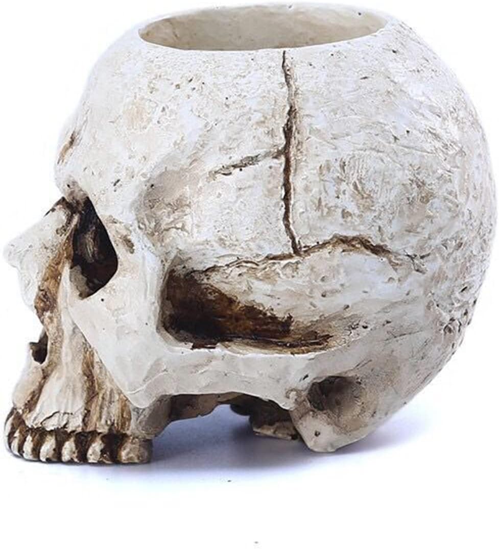2 portavelas de calavera, candelabros de esqueleto, espeluznantes, decoración gótica, candelabros de resina, manualidades para Halloween, Navidad,