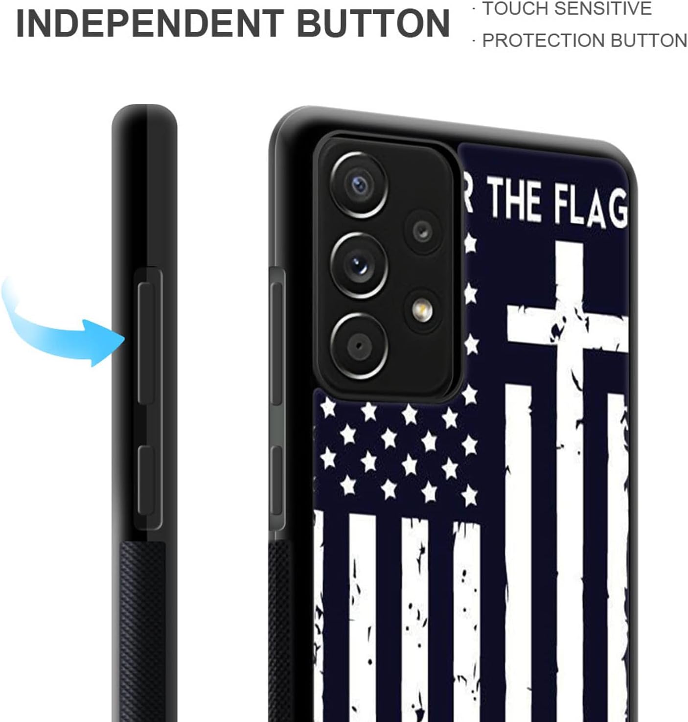 Funda compatible con Samsung Galaxy A53 5G, diseño de cruz de bandera estadounidense, diseño increíble a prueba de golpes, antiarañazos, carcasa