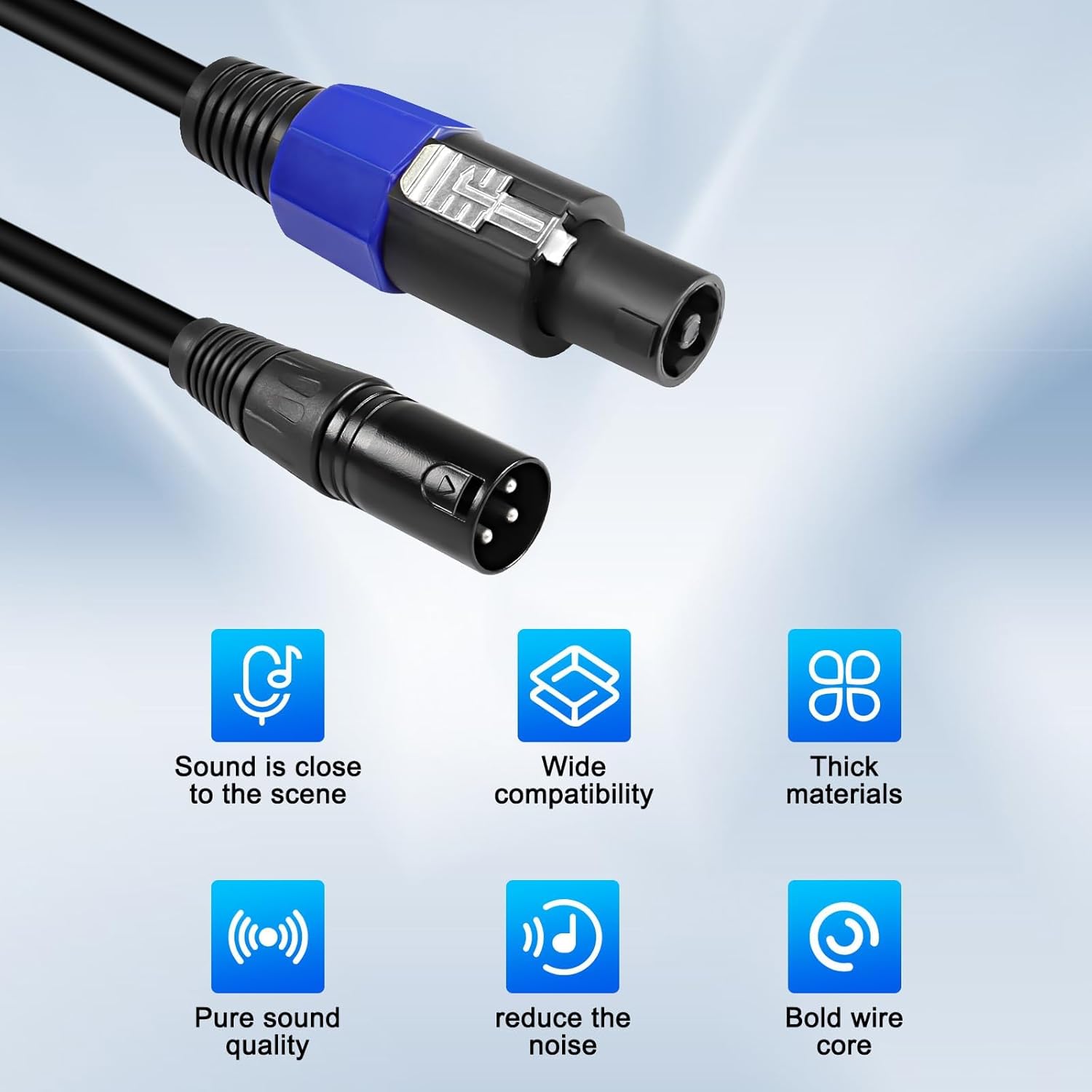 XMSJSIY Cable Speakon a XLR Audio Jack Speakon Macho a XLR 3Pin Macho Micrófono Extensión Cable Extensor Cable Speakon Altavoz Cable con Cierre de