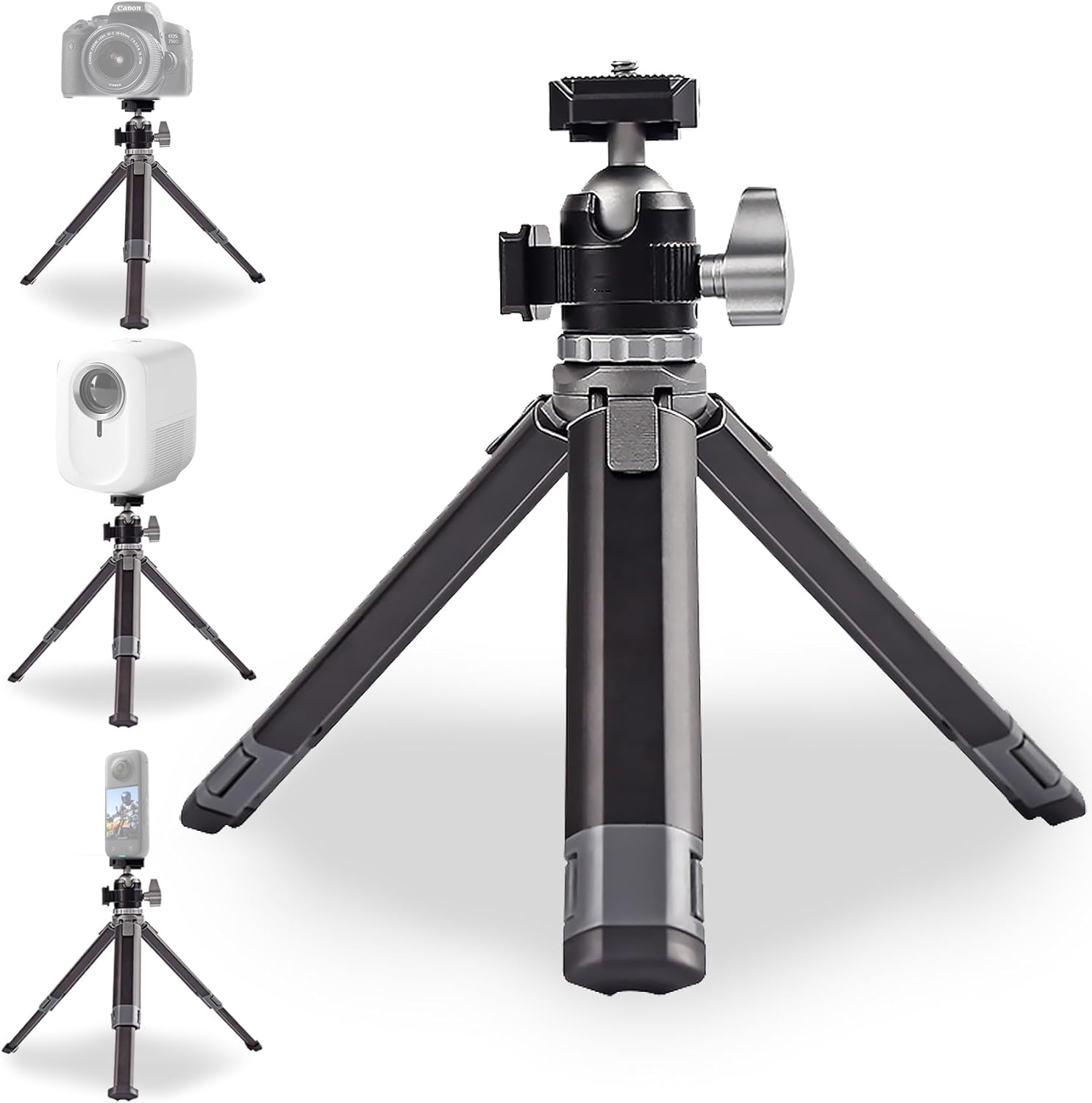 FitStill Mini trípode para cámara selfie stick con doble zapata fría 360 cabeza de bola, trípode de mesa extensible para DJI Go Pro Hero 1211109876