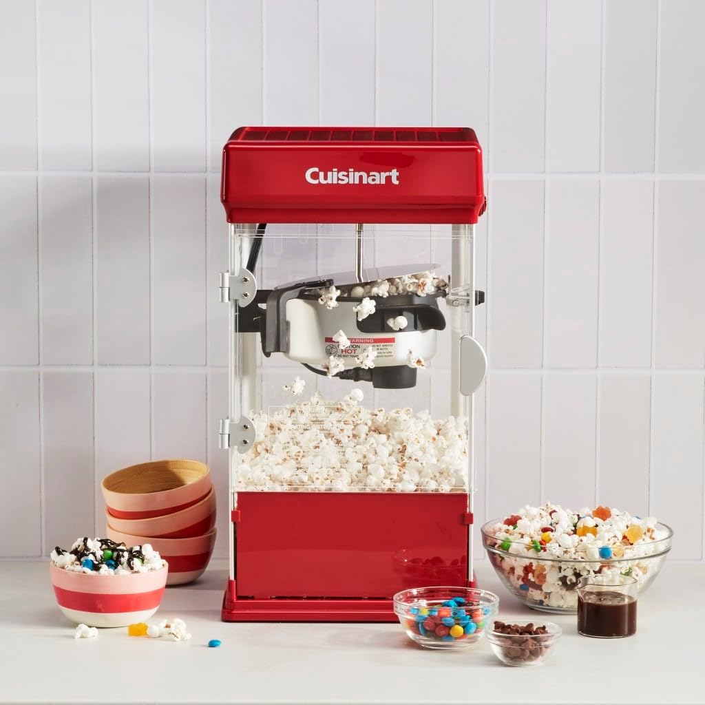 Cuisinart Máquina de palomitas de maíz estilo teatro, capacidad de 16 tazas, sin tiempo de calor, fácil de servir y de limpieza rápida, con cuchara