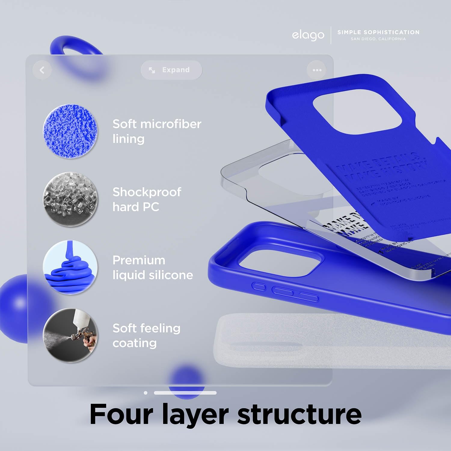 elago Compatible con iPhone 15 Pro Max, funda de silicona líquida, funda protectora de cuerpo completo, a prueba de golpes, funda delgada para
