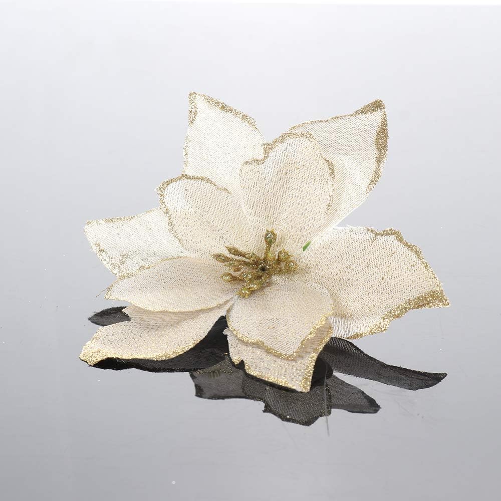 12 adornos de árbol de Navidad de Pascua con purpurina de 5.1 in, adornos artificiales para bodas, flores de Navidad, coronas de árbol de Navidad