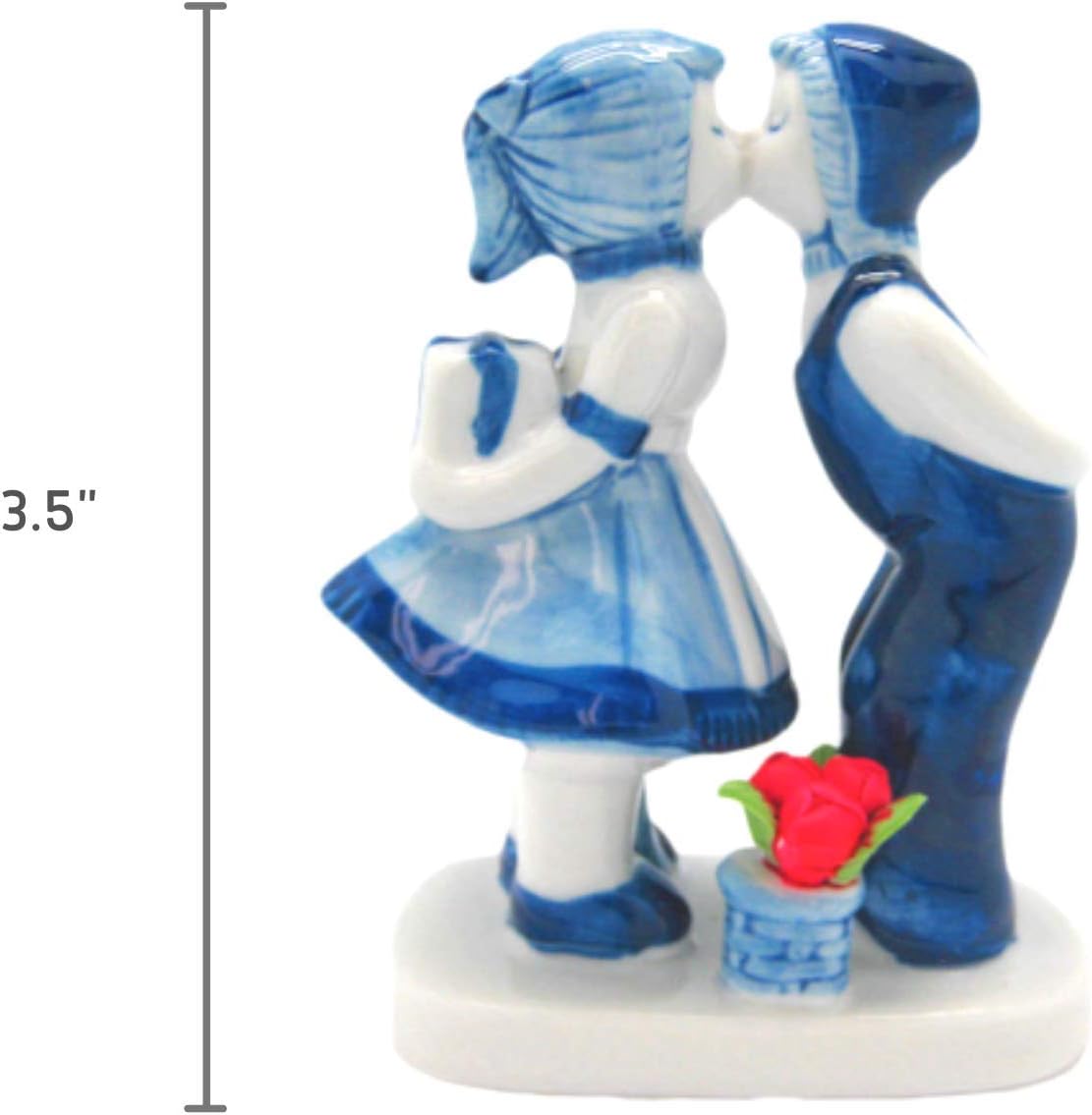 Cerámica Delft Blue Kiss con Tulipanes (3.5″)  DutchGiftOutlet