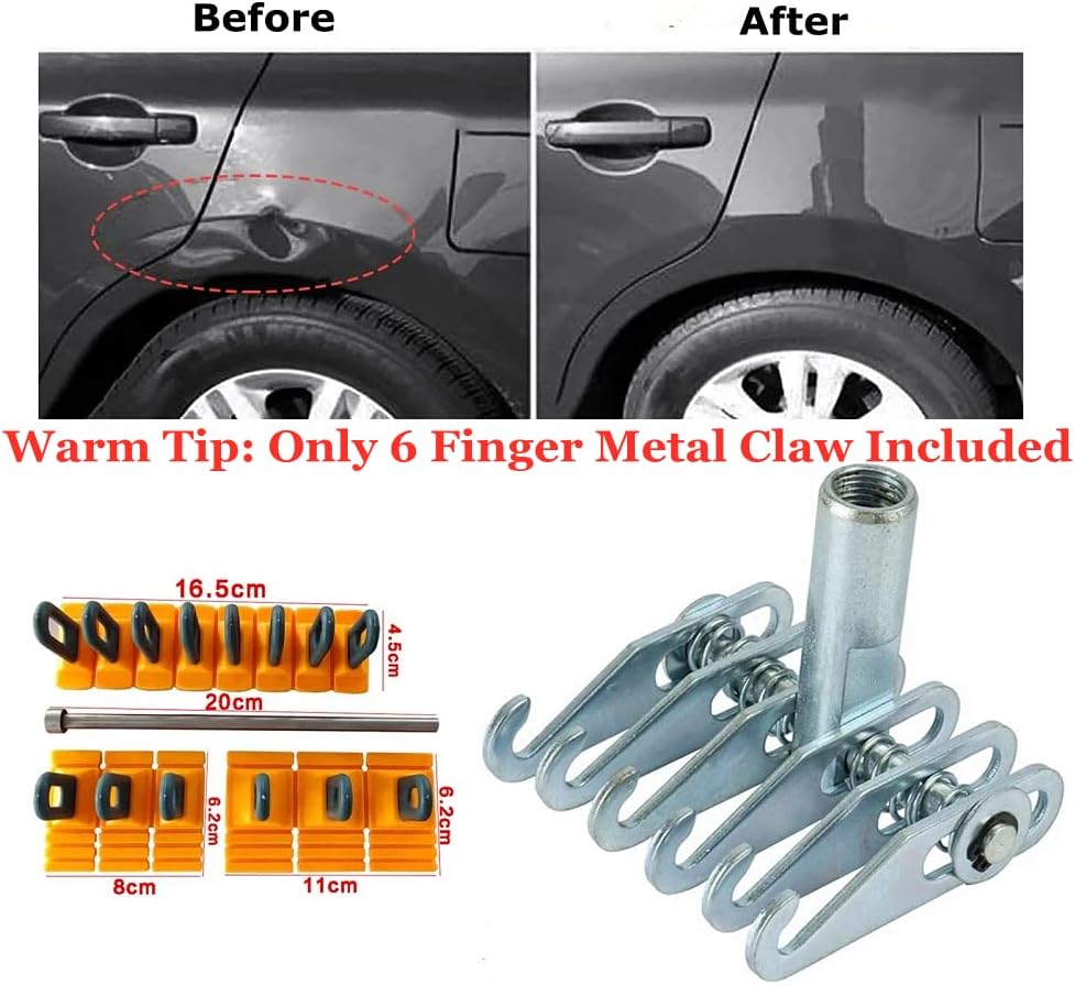 Herramienta de extracción de abolladuras de metal de 6 dedos, gancho de 6 garras resistente para reparación de abolladuras de carrocería, ajustable,