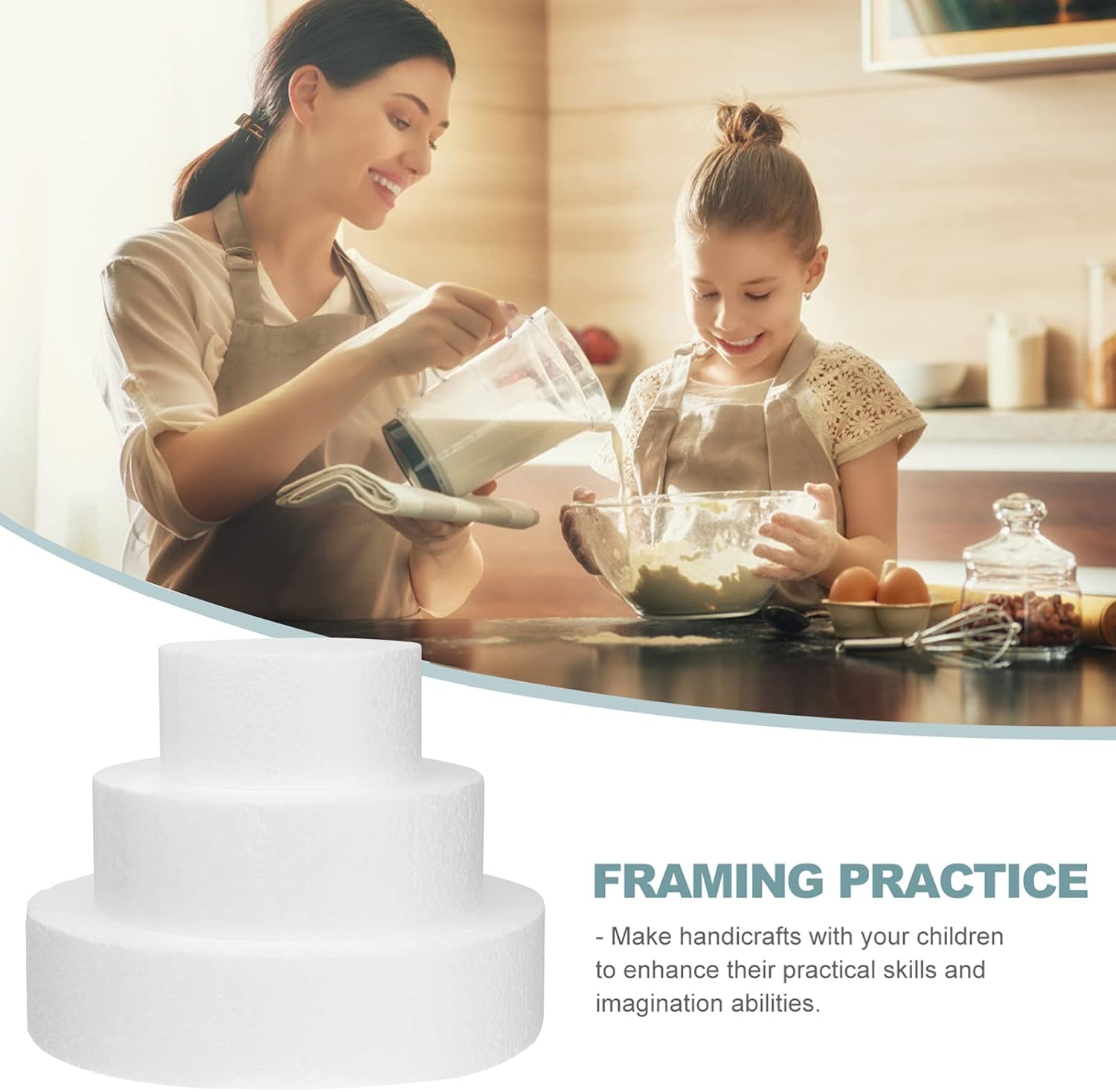 UPKOCH Decoración de boda, 3 piezas de espuma redonda, juego de simulación falsa para tartas de espuma de poliestireno para pasteles de boda,