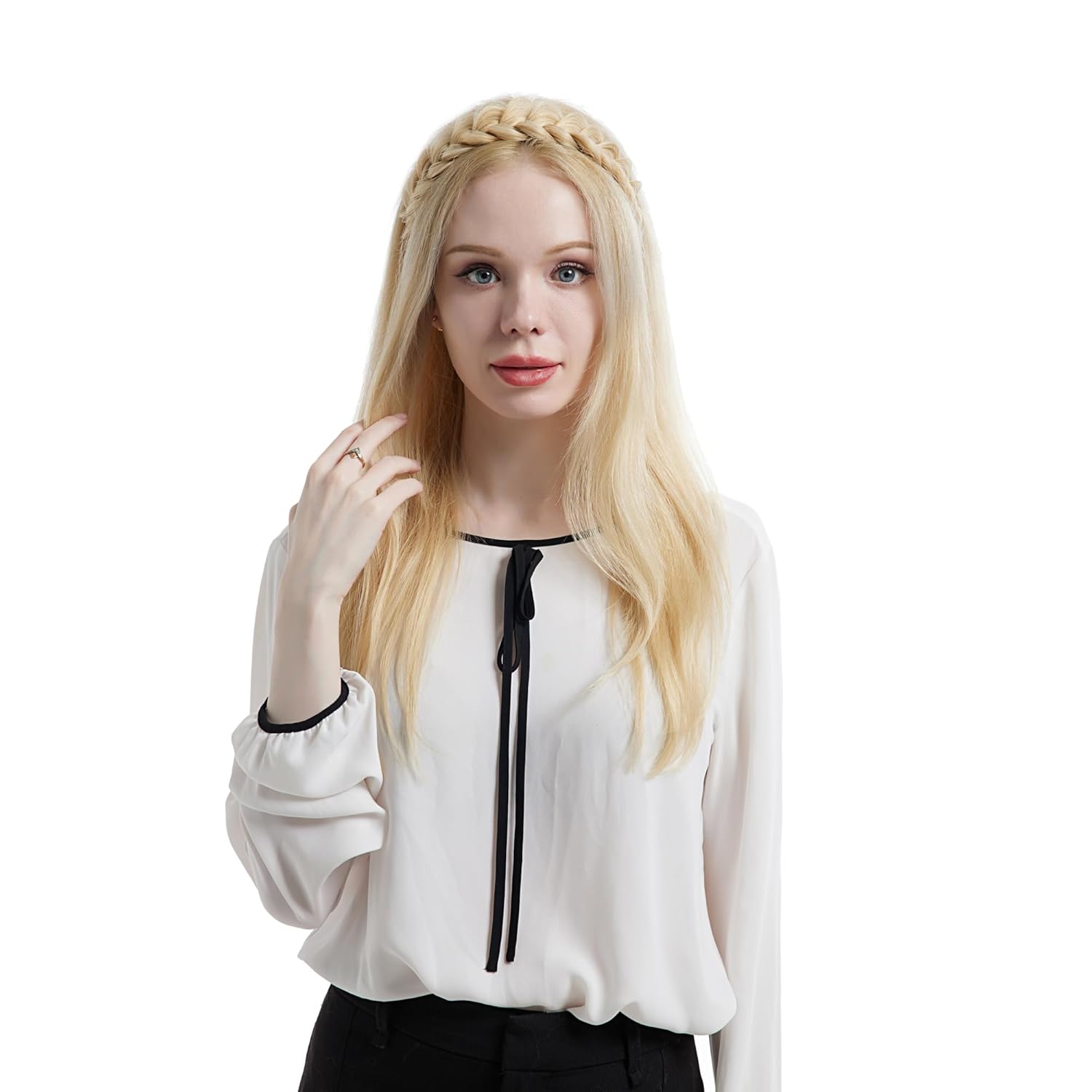Diadema trenzada, 2 y 3 hebras combinadas, desordenadas, anchas, gruesas, esponjosas, elástica, diadema trenzada, accesorio de belleza para mujeres
