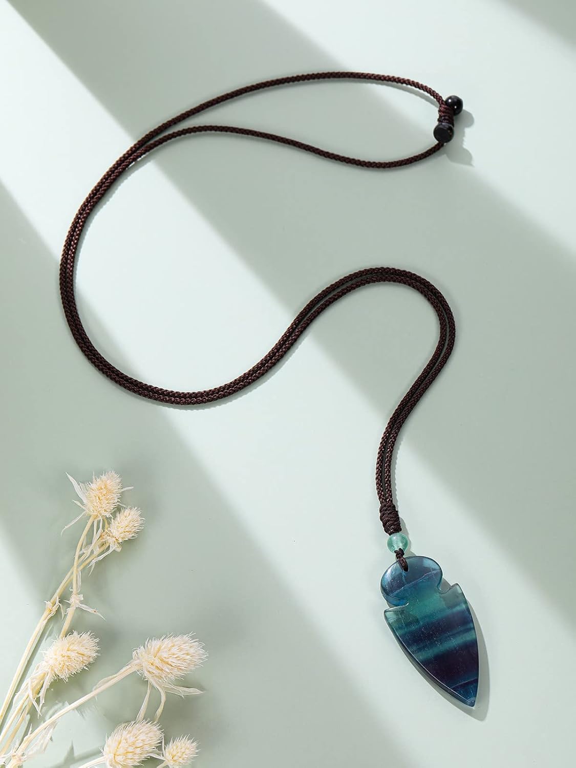 PESOENTH Collar de zorro de cristal para hombres y mujeres, con piedra curativa de fluorita, amuleto de protección de amuleto de la suerte, collar