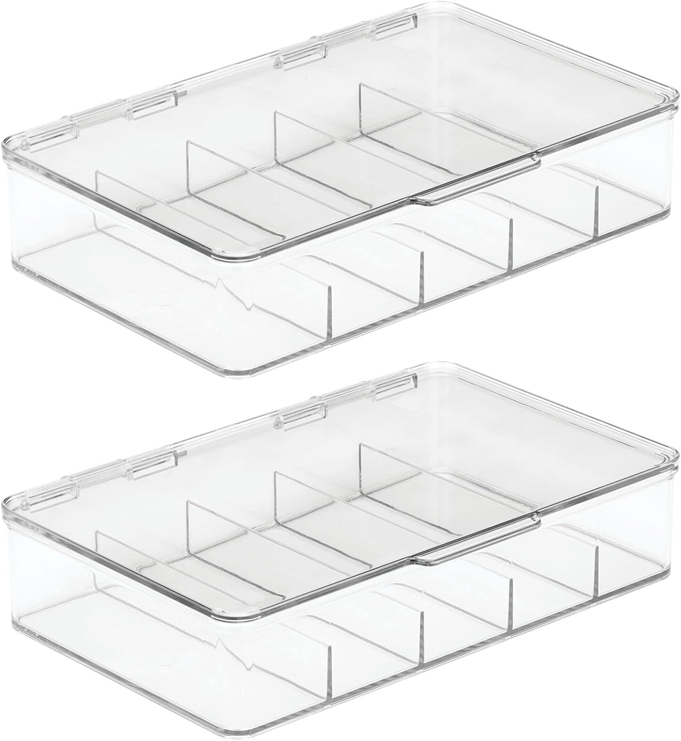 mDesign Organizador de plástico dividido para juguetes con tapa de bisagra para armario, armario, gabinete, 5 secciones, capacidad para bloques de
