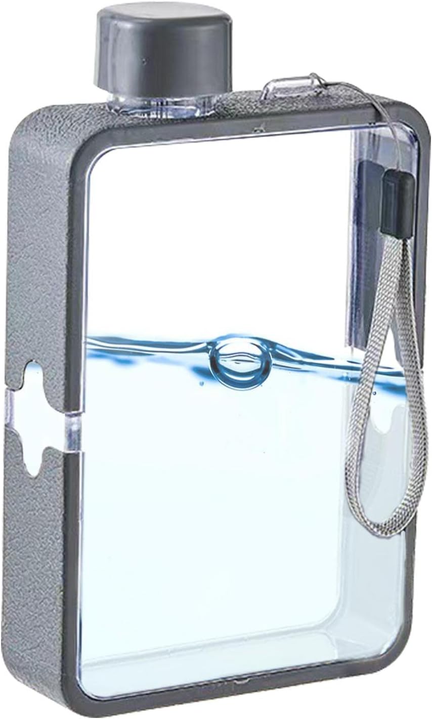 Slim Cold Flask  Botella de agua de bolsillo de 12.8 onzas  Diseño de moda Taza plana para estudiantes, taza de jugo portátil a prueba de fugas con