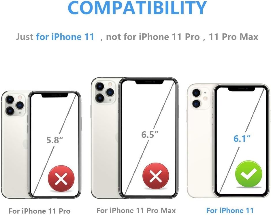 Funda tipo cartera para iPhone 11 con tarjetero y ranuras para tarjetas, doble cierre magnético y funda duradera a prueba de golpes para iPhone 11