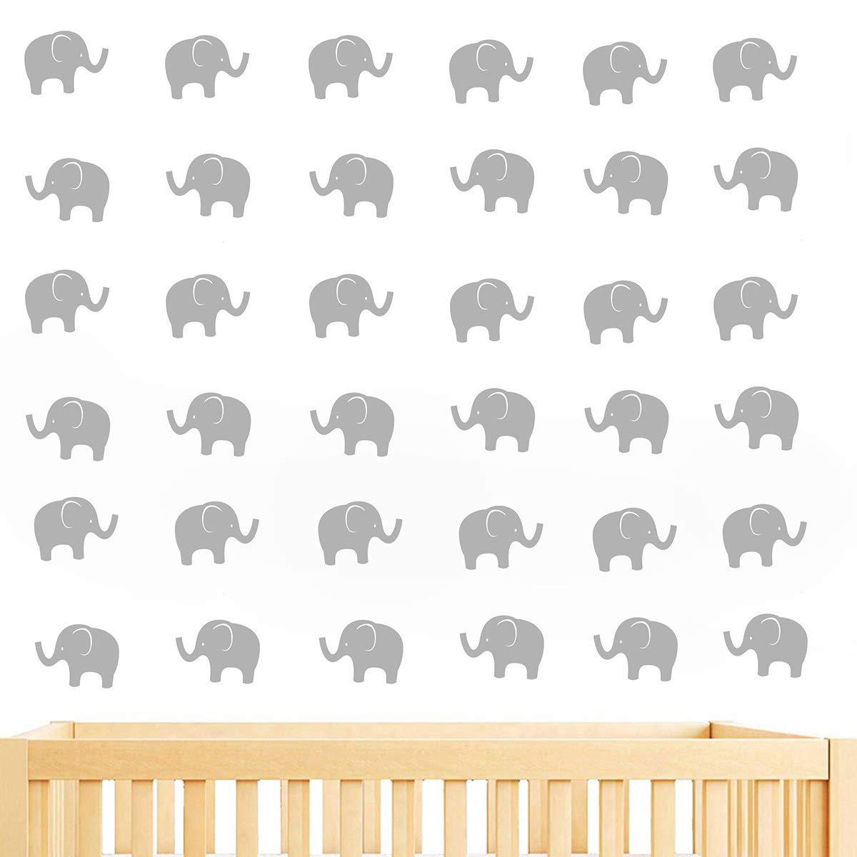 JUEKUI Juego de 48 calcomanías de pared de elefante bebé, elefante del bosque, calcomanías de decoración de pared para dormitorio de niños,