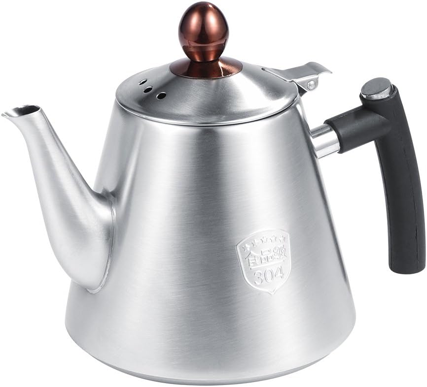Estufa de tetera de 1.2 litros, olla de té silbante de acero inoxidable, hervidor de agua caliente silbido, cafetera de cocina (mate)